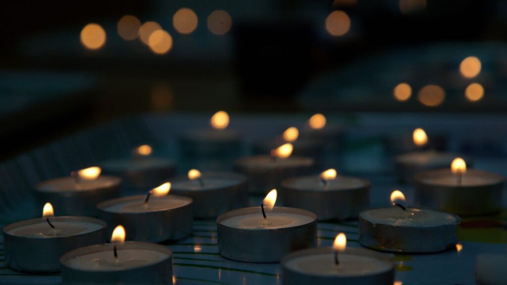 candles lit in vigil