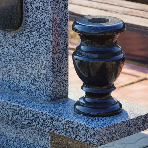 Custom headstone with vase