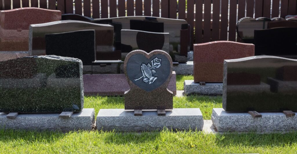 A headstone with a symbol