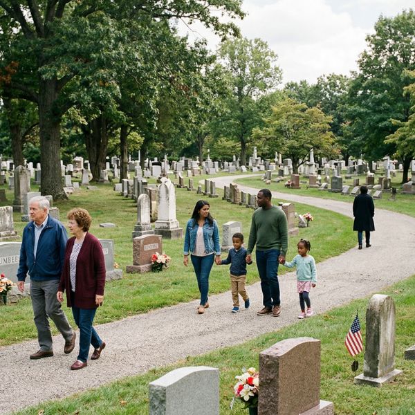 people at cemetery