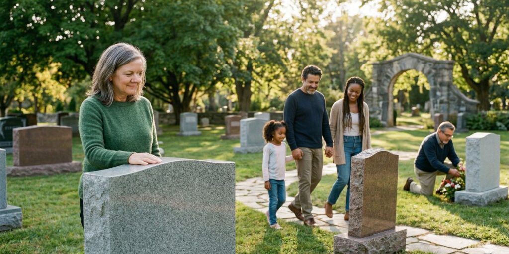 people at cemetery