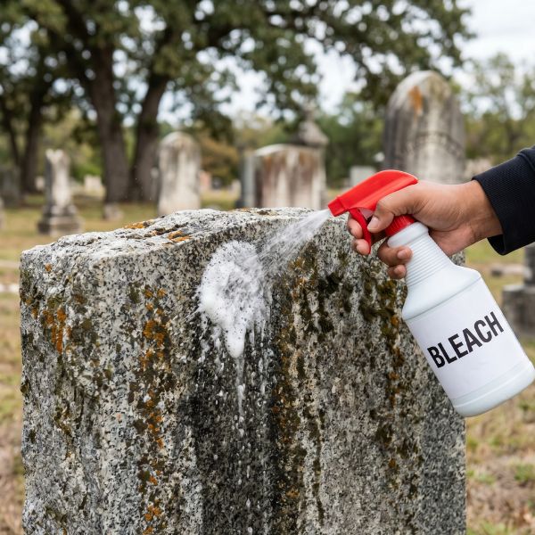 don't use bleach to clean a headstone