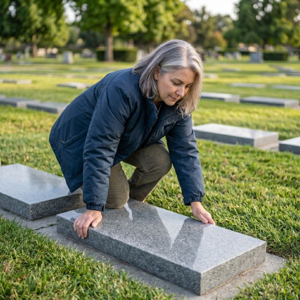woman in cemetery